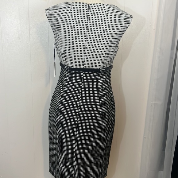 NWOT Calvin Klein Belted Houndstooth Sheath Dress Size 4 - Picture 10 of 13